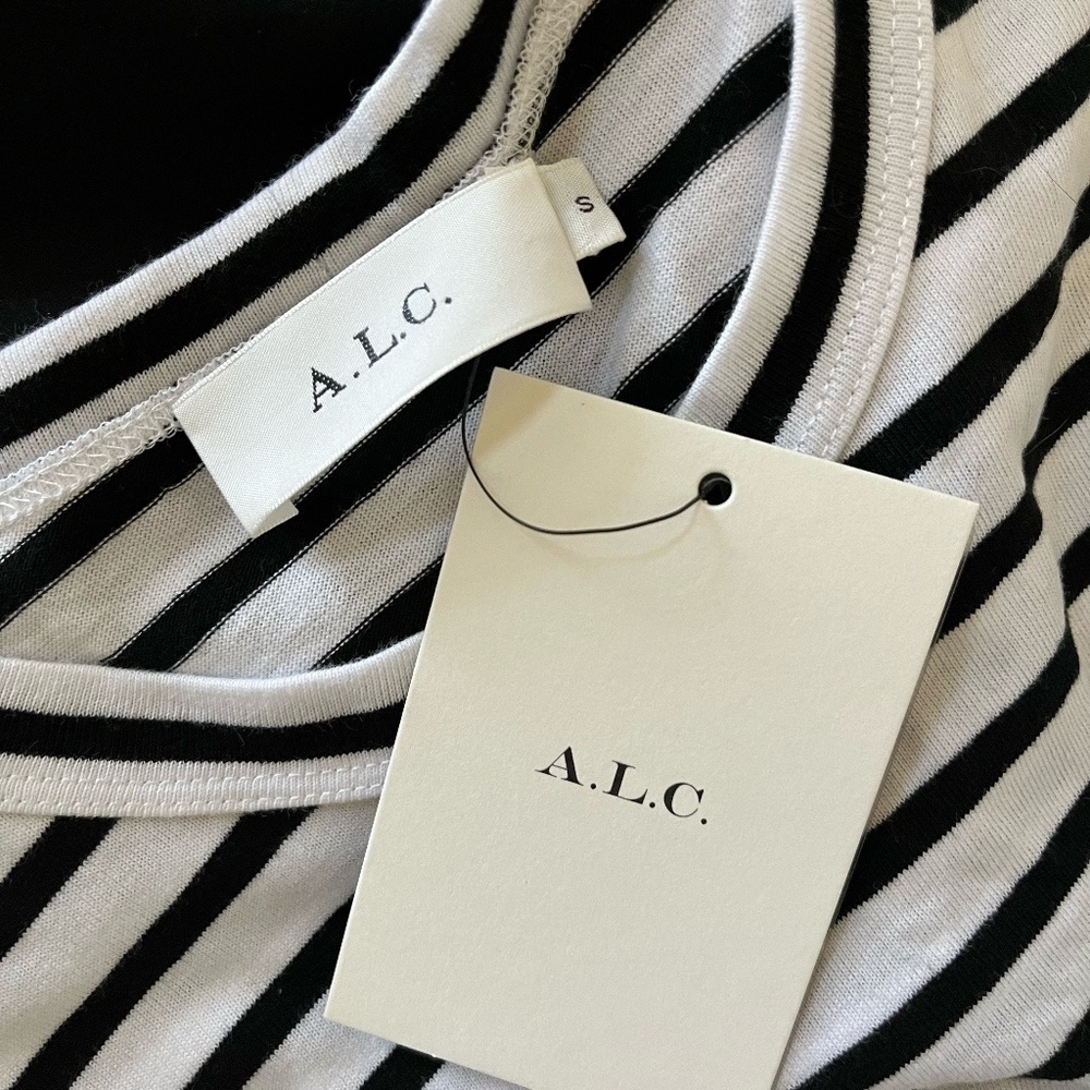 NWT A.L.C | Classic Kidman Jersey Knit Dress in Black and White Stripe | Size S - Picture 5 of 12